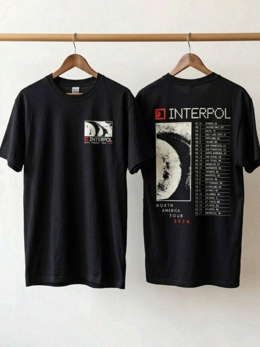 Interpol Shirt North America Tour 2026 Concert Merch Grey Tour Reprint